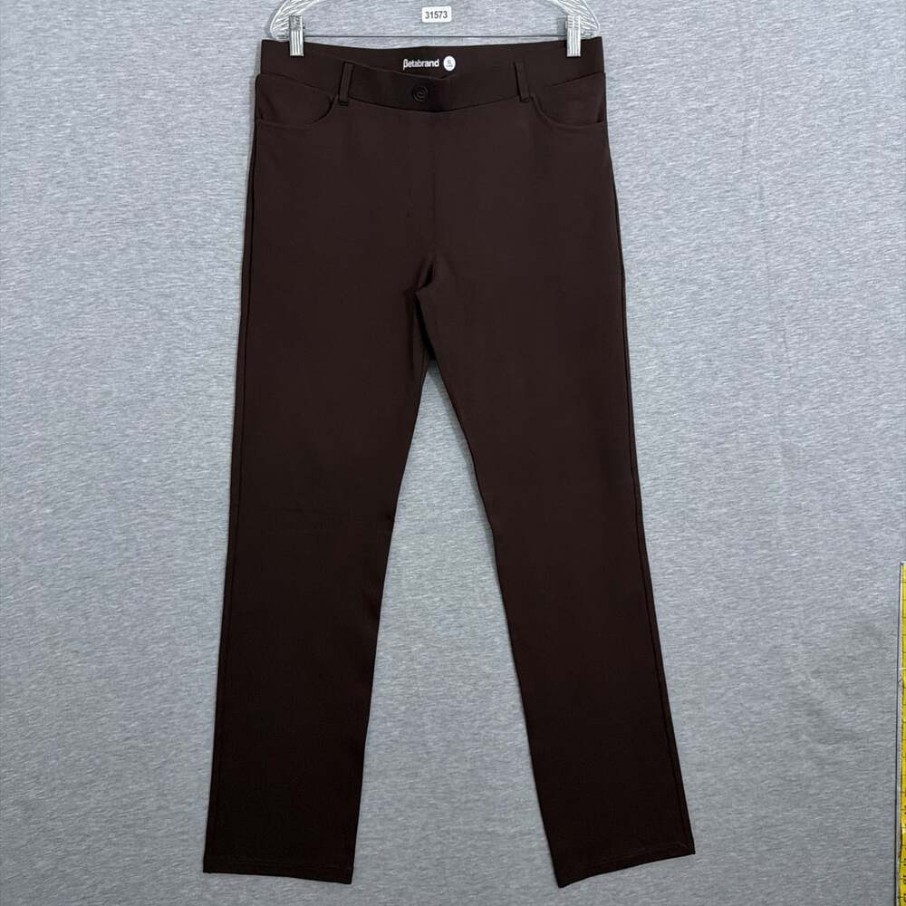 Betabrand Dress Pant Yoga Pants Womens XL Long Dark Brown Straight Leg Pockets (